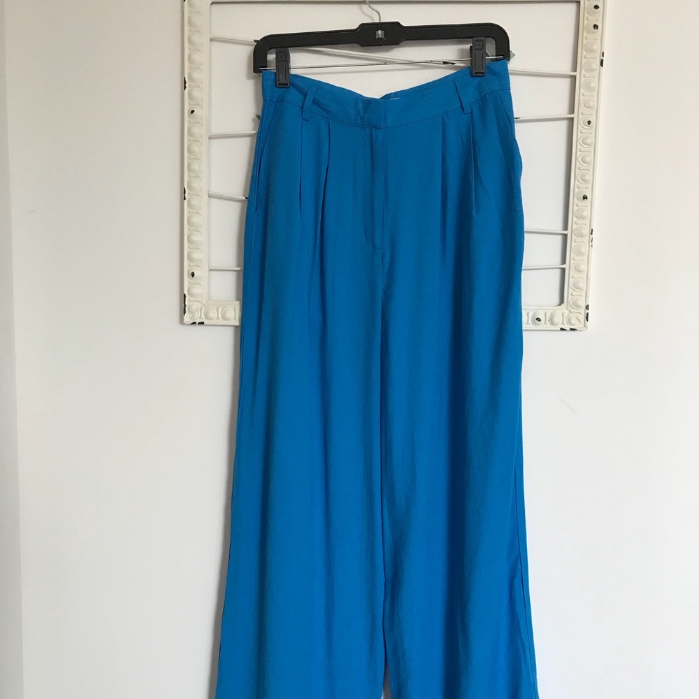 Wide-Leg Flowy Blue Pants